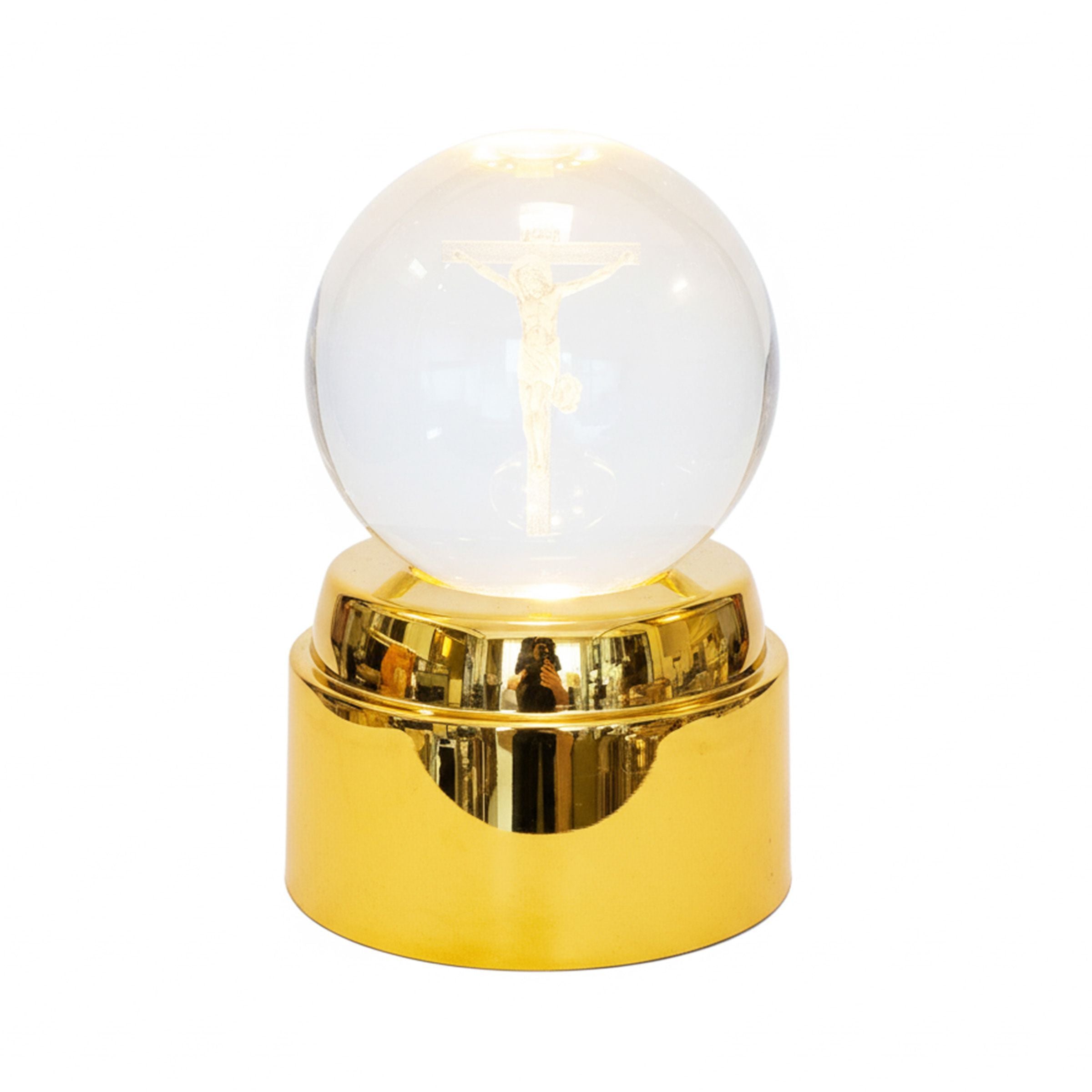 Crystal Ball Jesus with Light+Golden base +USB cable CJS-R806