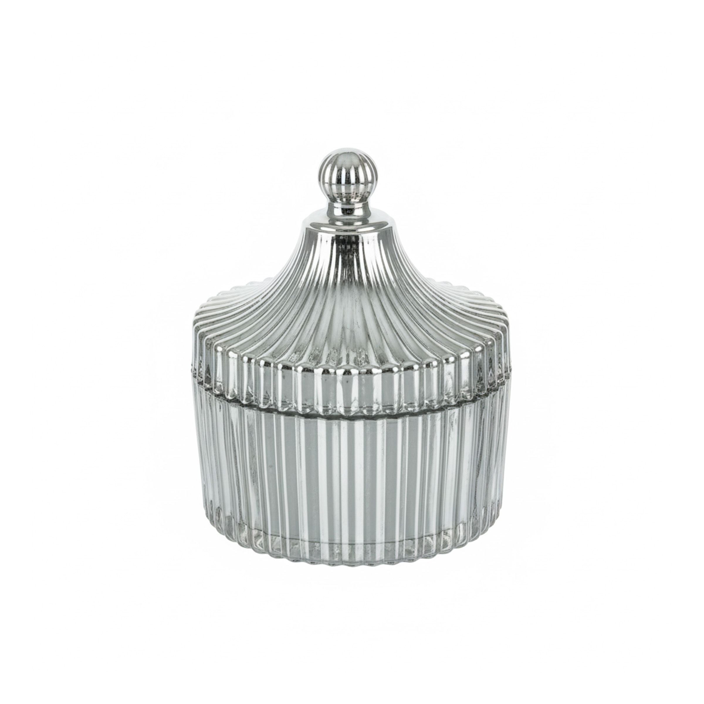 Glass Candy Bowl with Lid-Ion plating Silver XMTG-S509