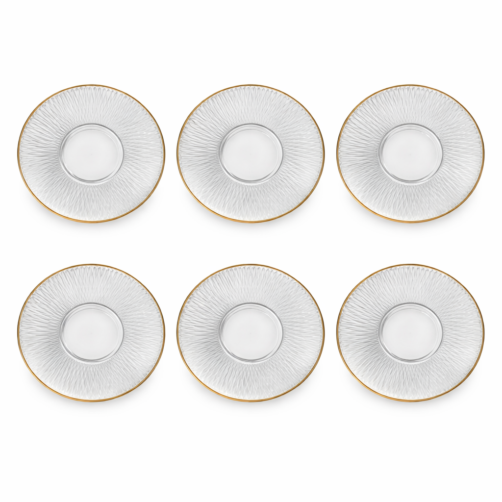 Glass plate Set 6Pcs with Gold edge PZP2207-3ST