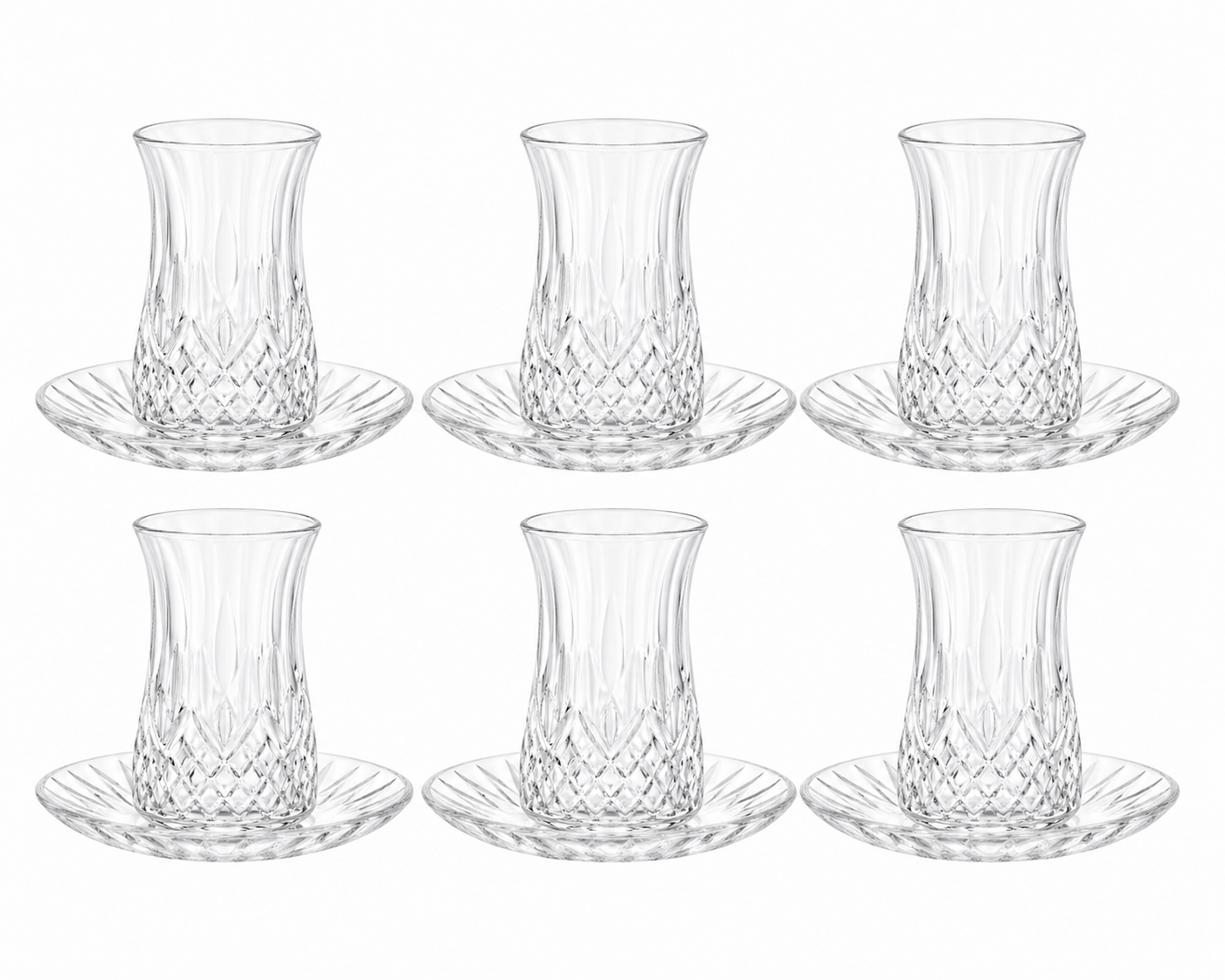 Glass Tea Cup set-6Cups/Saucers GC-13