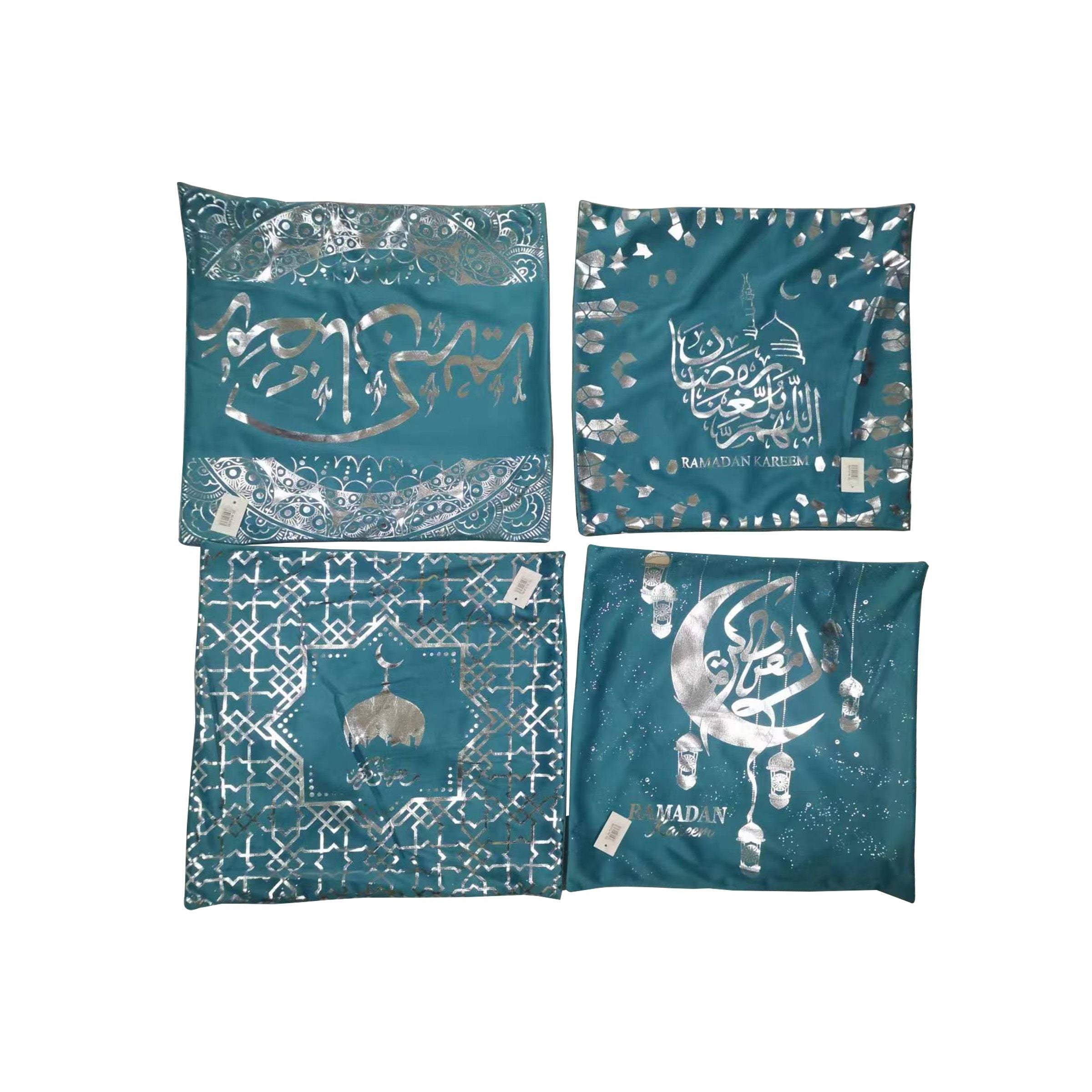 Ramadan Pillow( Peacock blue+Silver design)  PL43-PBS